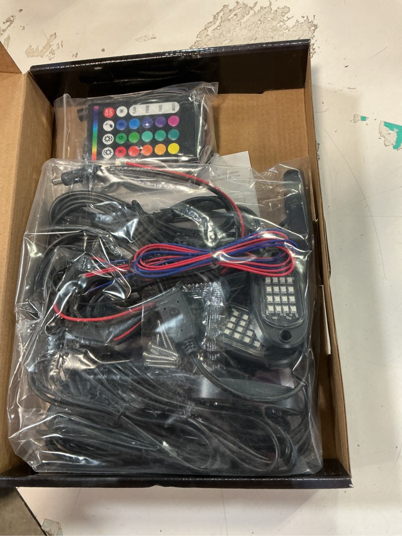 Condition photo showing Good Condition for 4Pods RGB LED Rock Lights Kit with APP/RF Remote Control, Car Underglow Lights with Brake Music Mode Multicolor Neon Underbody Lights Waterproof 12V for Trucks Pickup Jeep Golf Cart SXS ATV