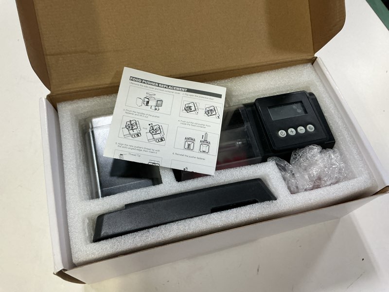 Condition photo showing As Is for pawfly automatic fish feeder for aquarium, 200/450 ml auto fish feeder automatic dispenser, adjustable auto fish food dispenser with timer, fish food vacation feeder, battery operated (not included)