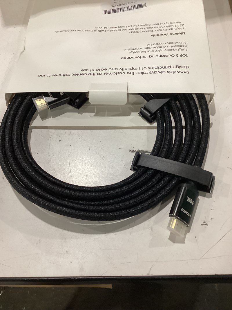 Condition photo showing Good Condition for snowkids 16k hdmi cable 96gbps 9ft, 48gbps ultra high-speed for tv | 16k 8k@120hz, 4k@240hz hdcp 2.3 & dynamic hd, ethernet, 3d, earc, vrr, qft, qms, allm, dsc, sr design