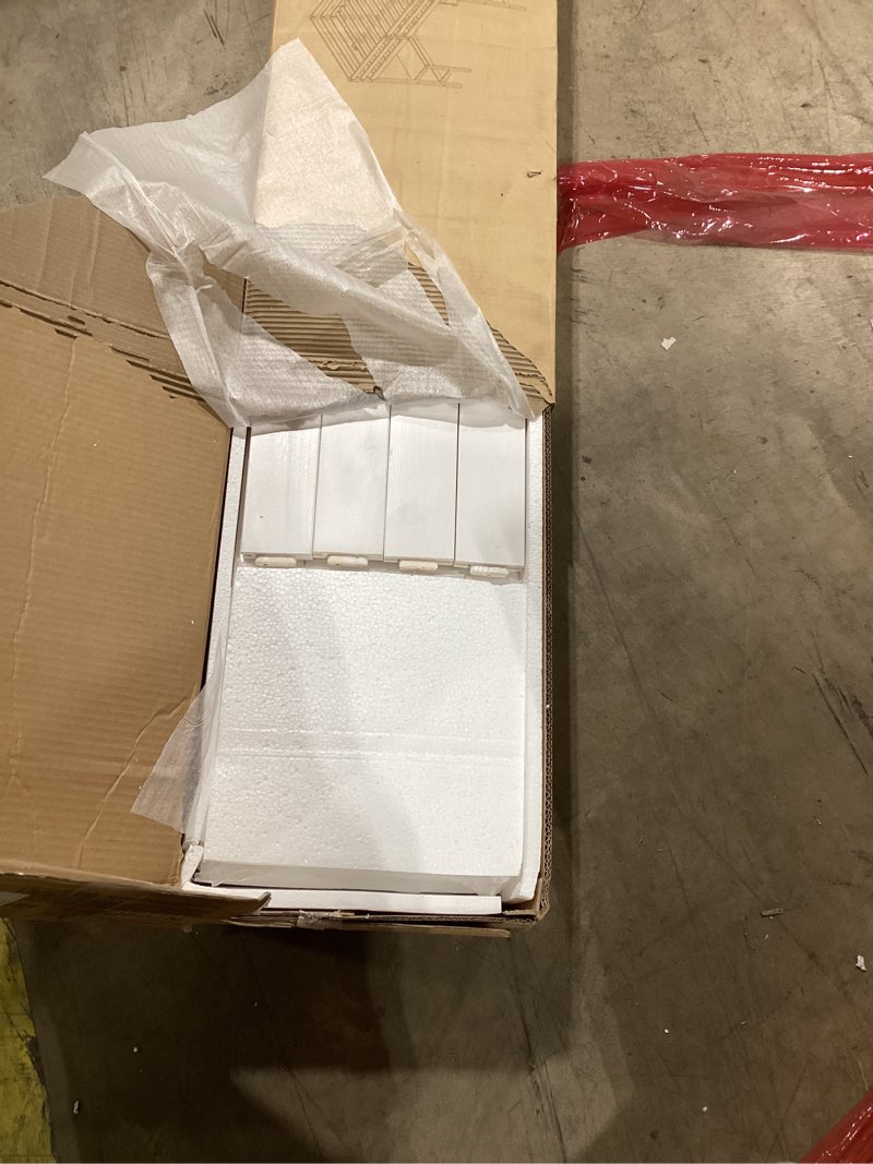 Condition photo showing As Is for Incomplete set only one of three Wood Loft Bed Full Size, Multi-Functional Full Size Bed Frame with L-Shaped Desk and Drawers, Cabinet and Storage Staircase, White White Full Loft w/Desk and Cabinet