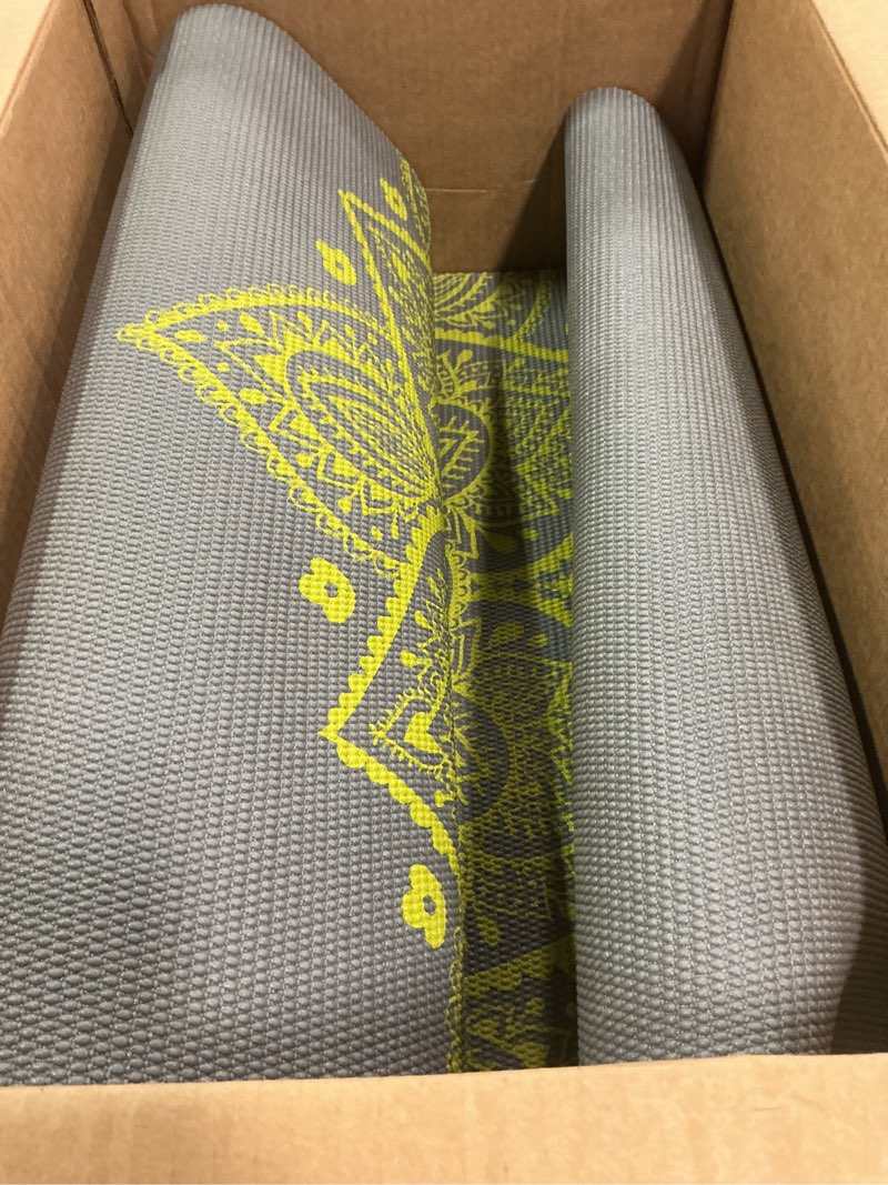 Condition photo showing Good Condition for Gaiam Yoga Mat - Premium 6mm Print Extra Thick Non Slip Exercise & Fitness Mat for All Types of Yoga, Pilates & Floor Workouts (68"L x 24"W x 6mm Thick) Citron Sundial