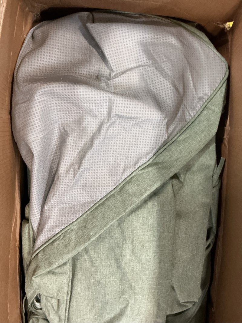 Condition photo showing Good Condition for summsun outdoor cushions for patio furniture, faux linen water resistant backrest and deep seat cushion set with removable cover, straps, non-slip bottom, 24 x 24 inch, sage green, set of 4 sage green 4p/24*24 + 24*22 inch
