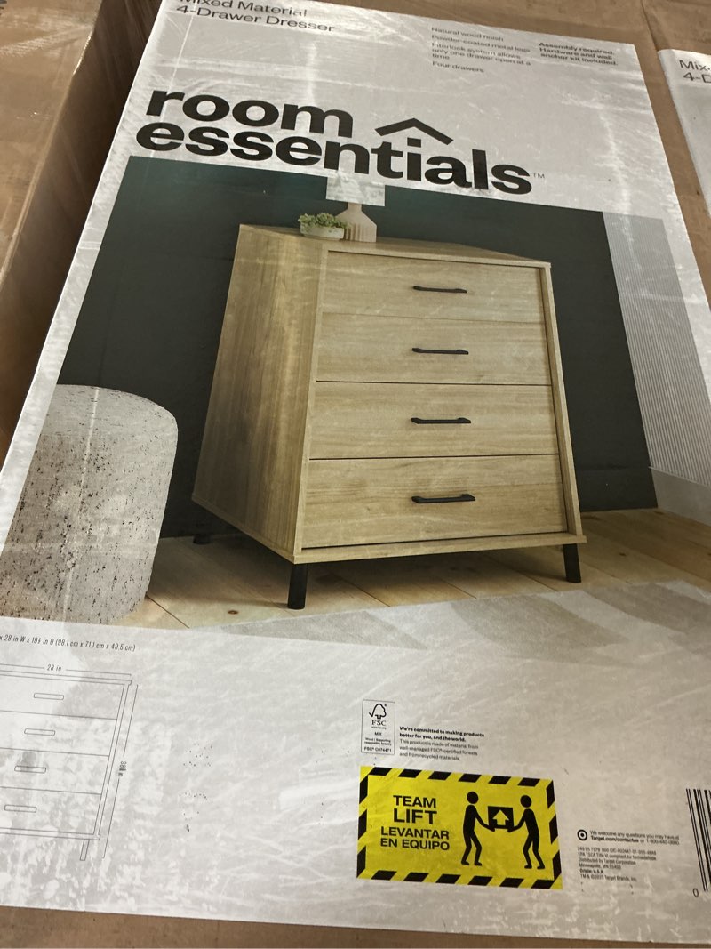 Condition photo showing New/Like New for mixed material wood and metal 4 drawer dresser natural wood - room essentials™
