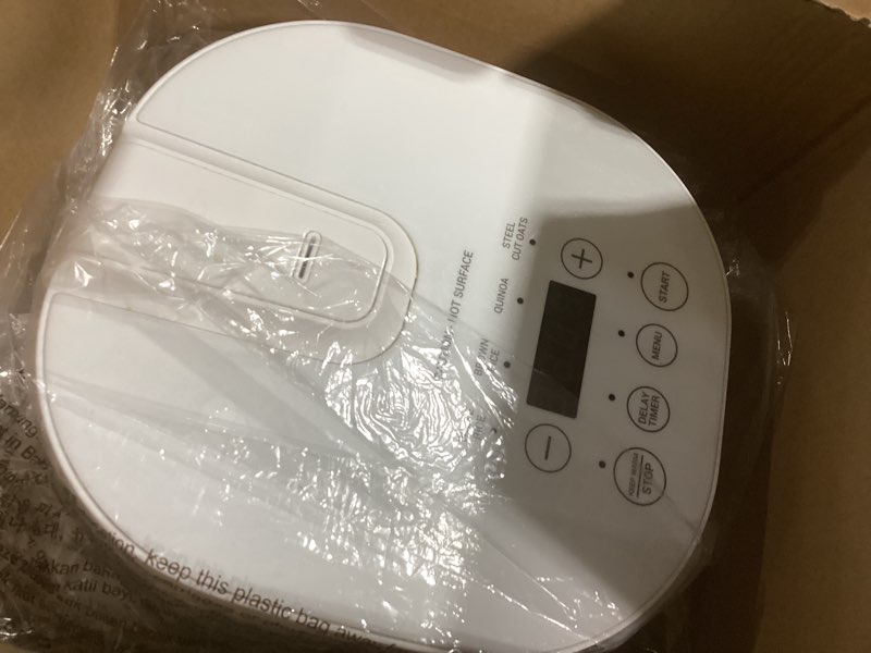 Condition photo showing Good Condition for GreenLife Digital Rice & Beans Cooker, 2-Cups Uncooked/4-Cups Cooked, Removable Nonstick Ceramic PFAS-Free Pot, One-Touch Presets, Oats, Quinoa, Brown Rice, Auto Keep Warm, Fuzzy Logic Tech, 1.5 QT, White