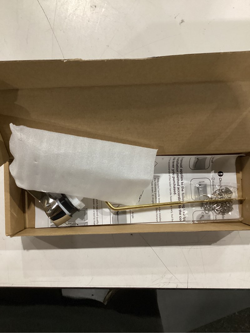 Condition photo showing Good Condition for hibbent universal metal side mount toilet handle replacement kit, brass toilet flush tank lever with stainless steel flapper chains for most toilets, chrome finish side mount chrome