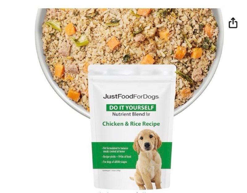 (Exp 09 / 2027 ) Just Food for Dogs Nutrient Blend, Vitamins and Supplements for Homemade Dog Food, Chicken and Rice,