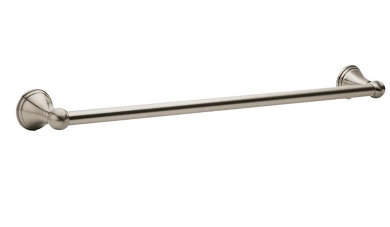 moen preston brushed nickel 24-inch single wall mounted bathroom towel bar, dn8424bn