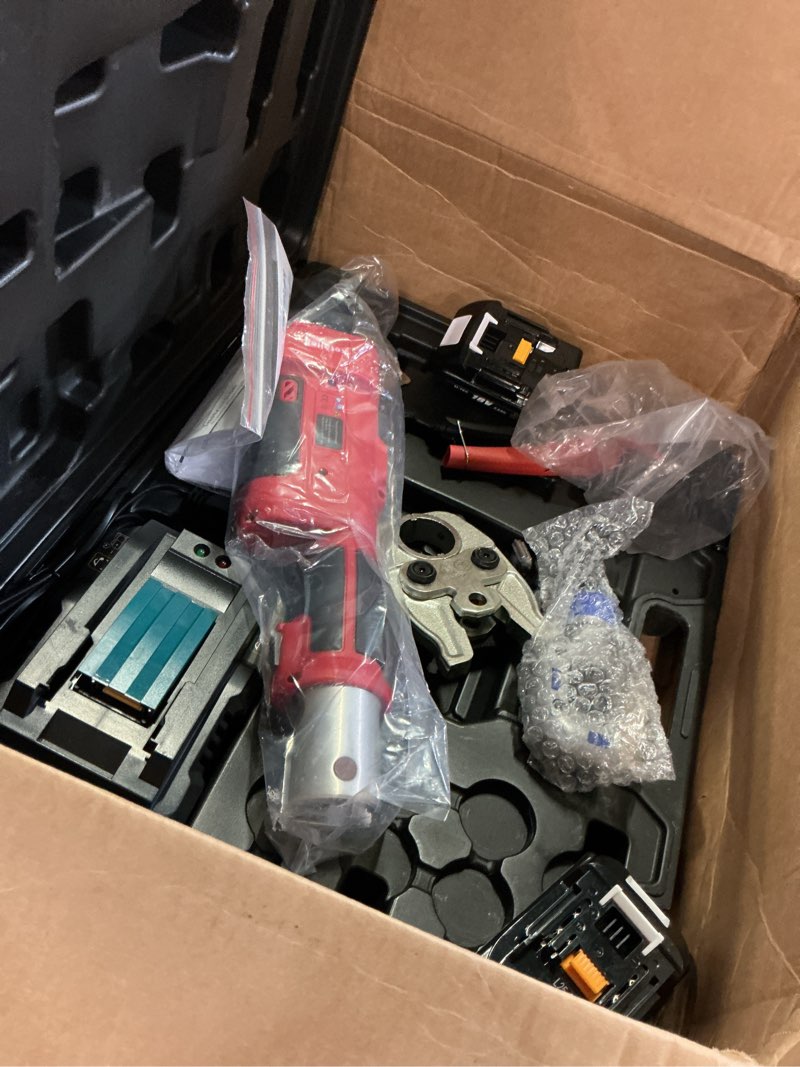 Condition photo showing As Is for 18v max 22kn pro press tool, cordless plumbing kit for copper & pex pipes, 3-second fast cycle, 1/2" 3/4" 1" copper dies, 3/8"–1" astm f1807 pex dies, f877 stainless sleeves (kf-1930sf)