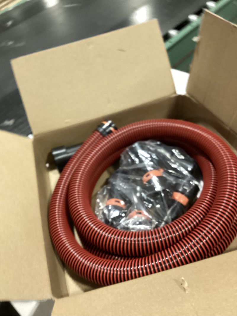 Condition photo showing Good Condition for 16FT Shop Vac Hose, Dust Collection Hose Kit for Home&Shop Vacuums System with 6 Adapters for Woodworking Power Tool & Sander, Compatible with festool/dewalt/bosch/ryobi/makita, etc Most Multi-Brands 16 FT Hose with 6 Adapters