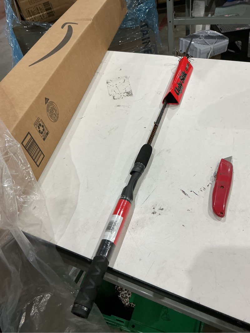 Condition photo showing As Is for ugly stik 6’6” gx2 spinning rod, three piece spinning rod, 6-15lb line rating, medium rod power, moderate fast action, 1/8-5/8 oz. lure rating new model 6'6" - light - 2pc