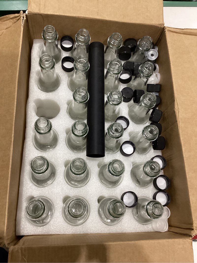 Condition photo showing As Is for incomplete)))aurotrends hot sauce bottles 5 oz 24pack- 5oz clear woozy bottles with leakproof lids for bbq, salad dressing, olive oil, craft beverages & diy projects?black lids?