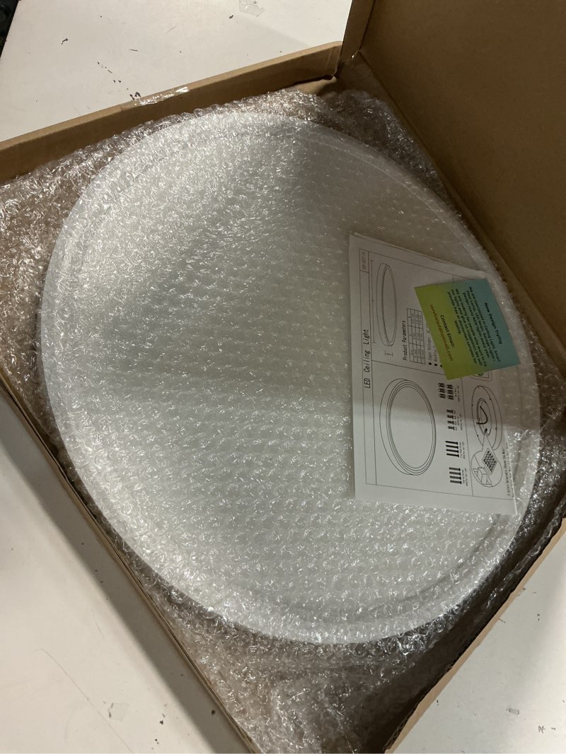 Condition photo showing Good Condition for hunhun 16 inch dimmable led flush mount ceiling light 4800lm round light fixture 5 color temperature selectable super slim large flat ceiling lamp for living dining room white 1 pack white