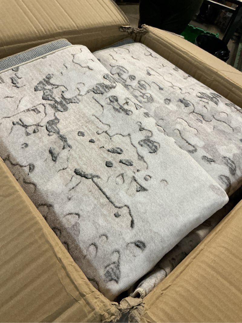 Condition photo showing As Is for Art&Tuft Washable Rug, Anti-Slip Backing Abstract Area Rugs, Stain Resistant Rugs for Living Room, Foldable Machine Washable Area Rug(Grey/Taupe, 5'x7') Grey/Taupe 5' x 7' (Rectangular)