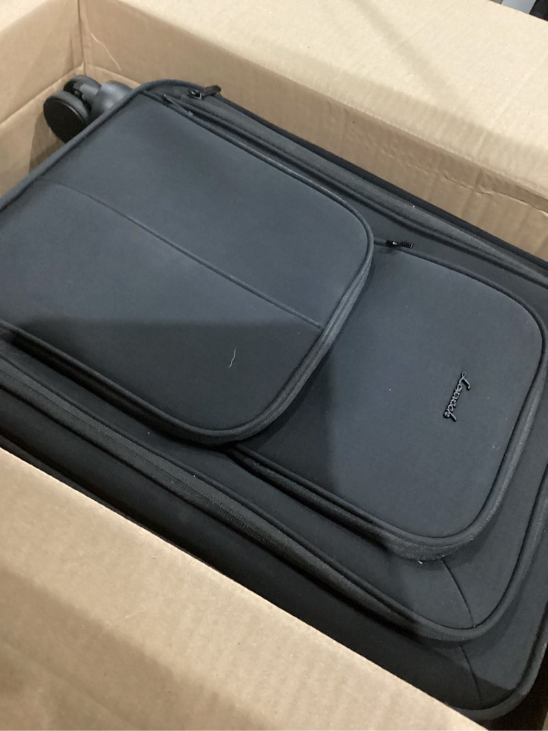 Condition photo showing As Is for LOVEVOOK Carry On Luggage 22x14x9 Airline Approved, 22 Inch Softside Suitcases with Spinner Wheels, Lightweight Carry-on Suitcase with TSA Lock for Women Men, Large Luggage for Travel Business Trip 22 inch_Carry on Black