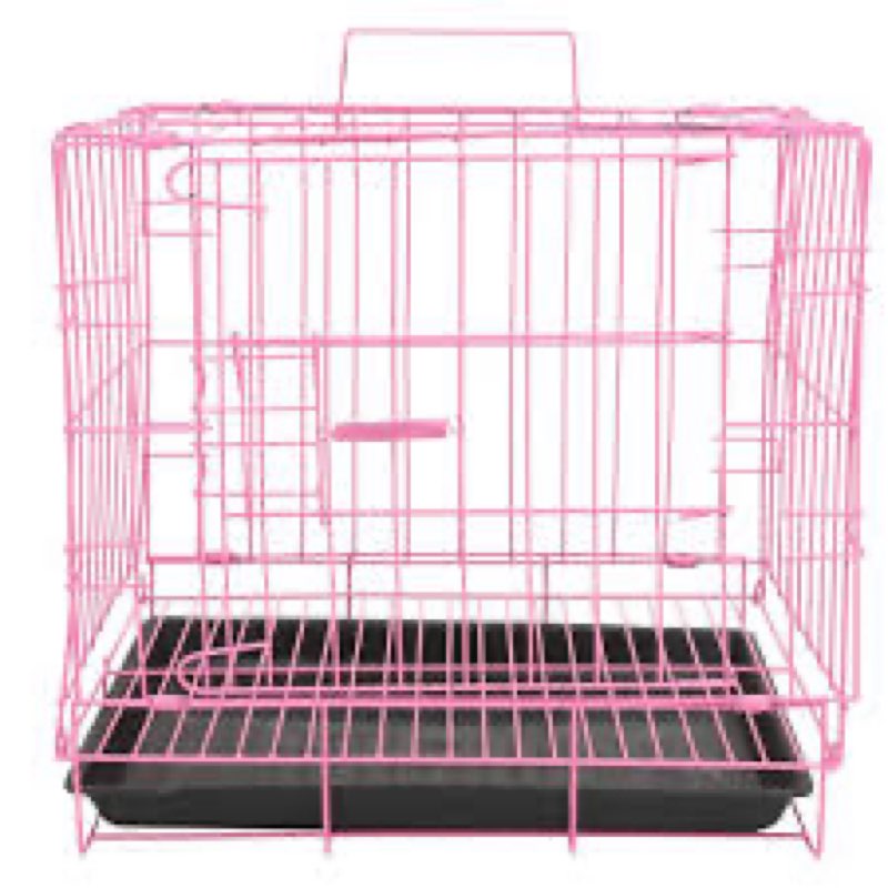 ULTECHNOVO Dog Cage pet cage - Single Door Metal Dog crates with Movable Tray- & Carry, Kennel for M