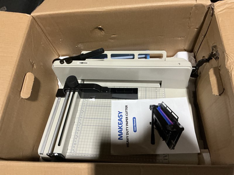 Condition photo showing Good Condition for Paper Cutter 12 Inch, Heavy Duty Paper Cutter for A4 Paper, Guillotine Paper Cutter 400 Sheet Capacity, Solid Steel Construction, Beige