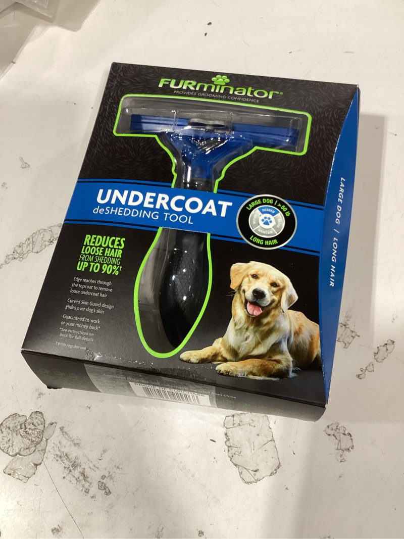 Condition photo showing New/Like New for furminator undercoat deshedding tool for dogs, deshedding brush for dogs, removes loose hair and combats dog shedding long hair - new model large