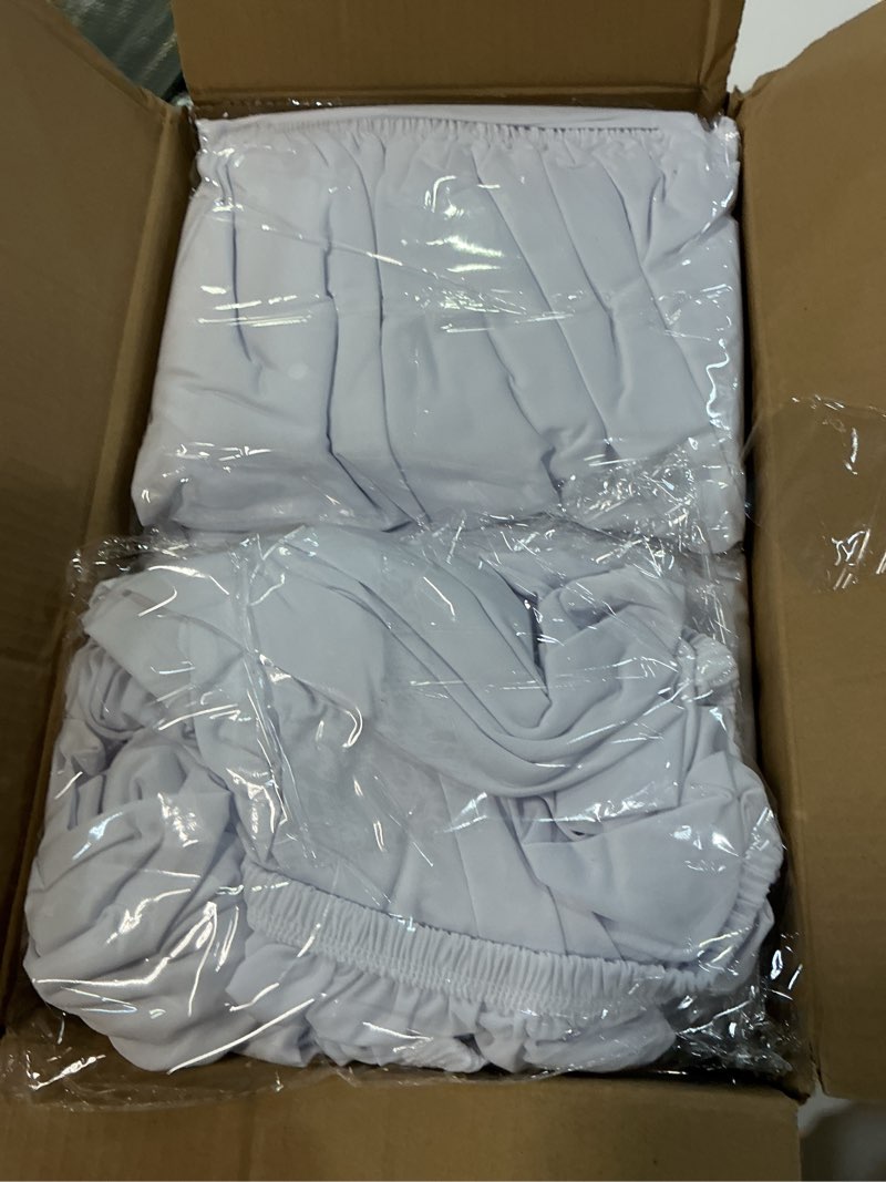 Condition photo showing New/Like New for keywave fitted tablecloth rectangle table cloths - 6 pack 6 foot elastic stretch folding table top cover water-resistant reusable for outdoor picnic camping party event, white, 72" l x 30" w 6 ft - 6 pack white