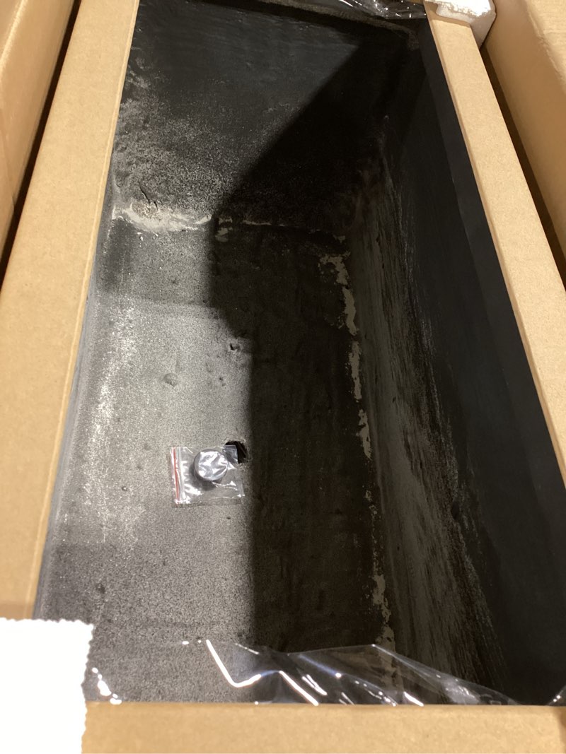 Condition photo showing Good Condition for kante 31.1" l long rectangular concrete planter, large outdoor indoor garden pots with drainage hole and rubber plug, charcoal charcoal 31"x15"x15"