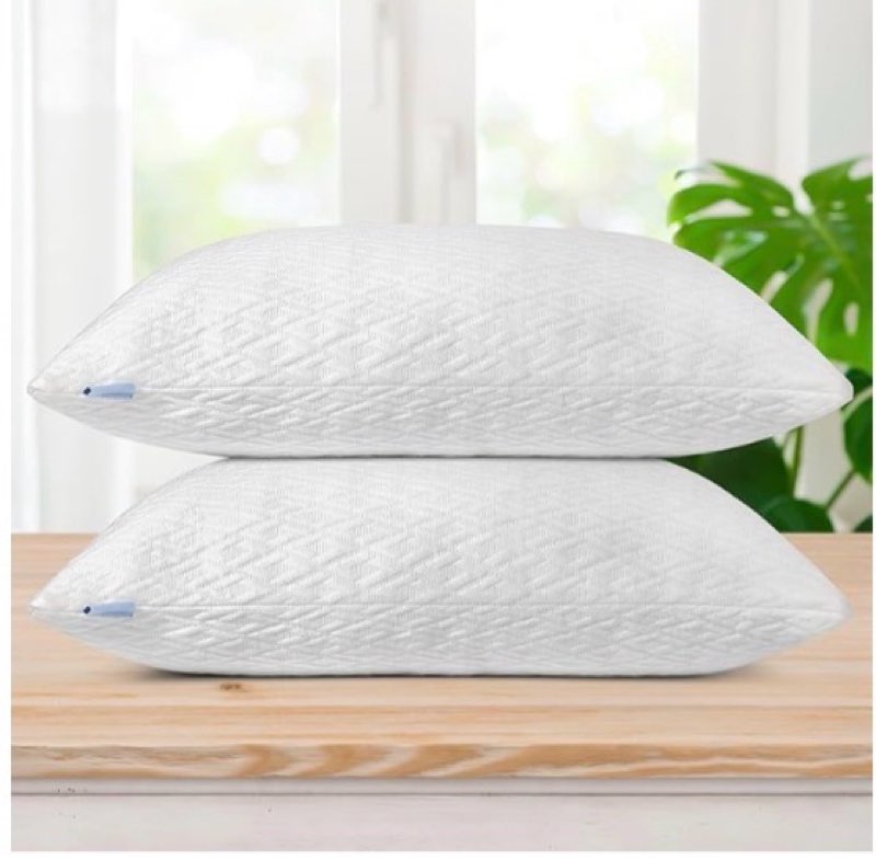 queen size rayon derived from bamboo pillows, cooling shredded memory foam bed pillow sets for side, back, stomach sleepers, adjustable, washable cover, queen (pack of 1)