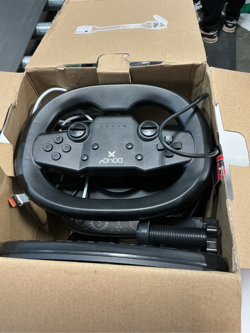 Condition photo showing Good Condition for DOYO Gaming Steering Wheel with Pedal, 270° PC Racing Wheel with Dual-Vibration Motors, Wireless Bluetooth Steering Wheel for PC, PS4, Switch, PS3, IOS, Android Racing Games