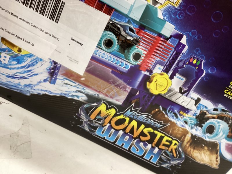 Condition photo showing New/Like New for Monster Jam, Megalodon Monster Wash, Includes Color-Changing Truck, Interactive Water Play Kids Toys for Aged 3 and Up