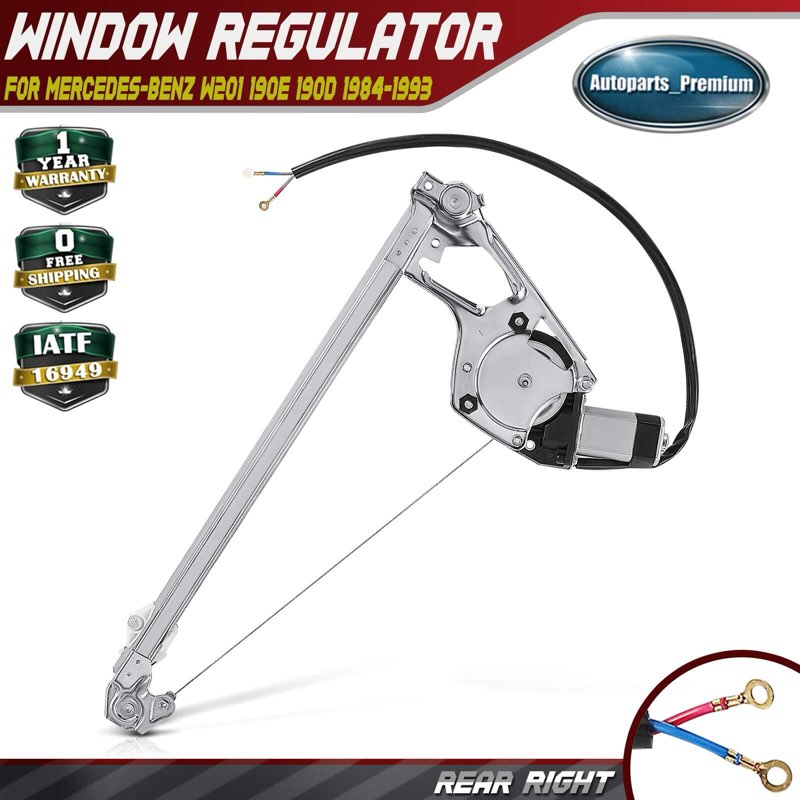Window Regulator w/Motor for Mercedes-Benz W201 190D 84-89 190E 84-93 Rear Right