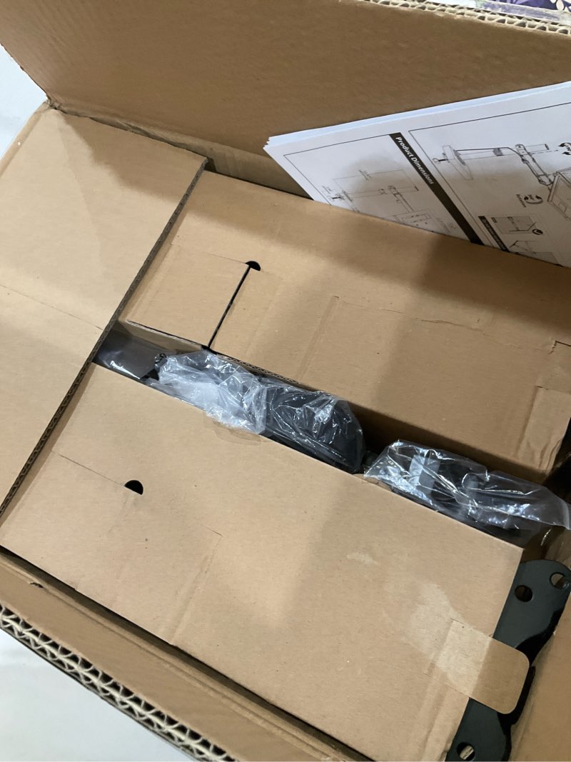 Condition photo showing Good Condition for laptop desk mount, single laptop stand arm with vented tray for 17 inch notebook or 14”-32” monitor, holds up to 17.6 lbs, fully adjustable, clamp/grommet mounting, vesa 75/100mm black