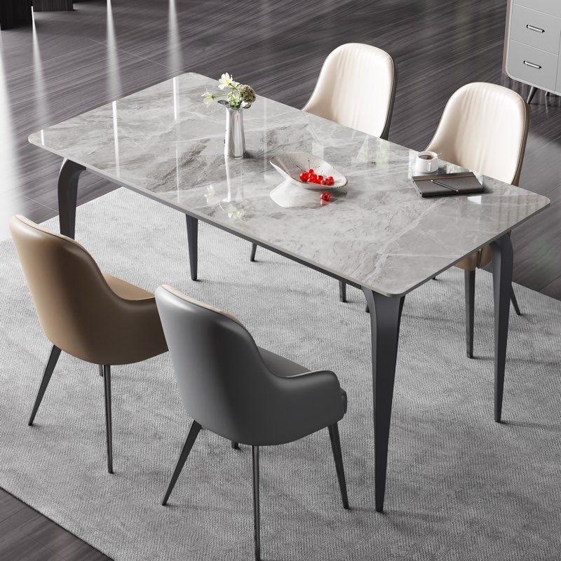 Schroeder Slate Dining Table, 55-Inch Marble Sintered Stone Laminate Dining Table, Indoor/Outdoor