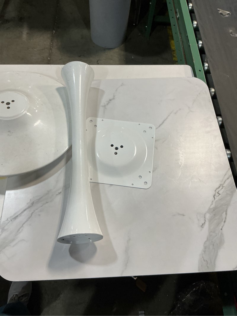 Condition photo showing As Is for Square Dining Table, 31.5" Tulip Table with Thickened Tabletop & Metal Pedestal, Mid Century Modern Bistro Table for Kitchen, Small Places, Living Room, Cafe (White) 31.5" Square Pearl White