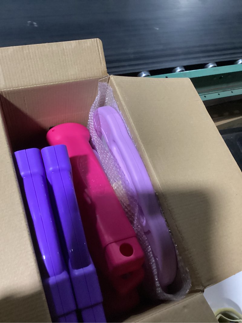 Condition photo showing Good Condition for YOHOOLYO Kids Easel Standing Art Easel for Kids, Double Sided Children Pink Purple Easel Magnetic Chalkboard Whiteboard Dry Eraser Board Great Gift for Girls Purple+Rose Red