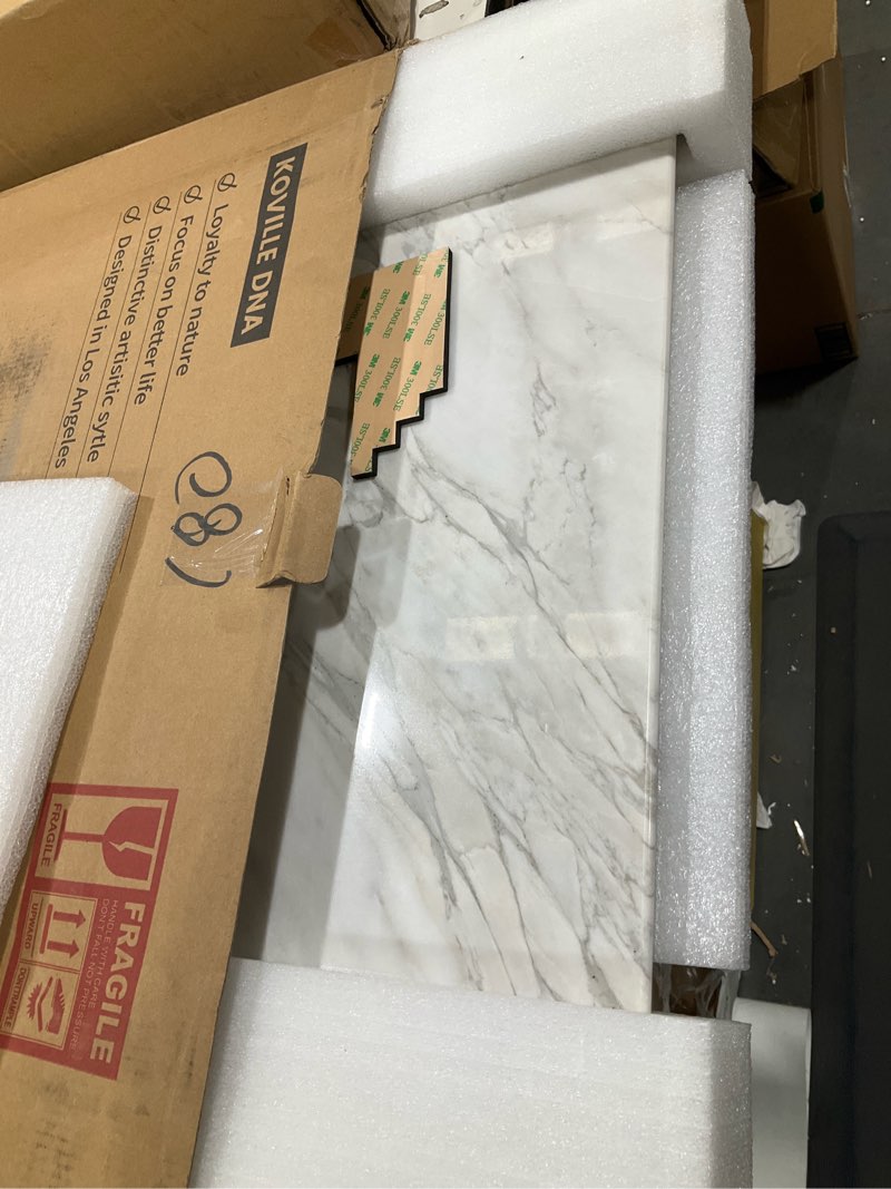 Condition photo showing Good Condition for Koville Italian Natural Marble Cutting Board for Kitchen, 16x12inch Large Hand Crafted Marble Slab for Cheese, Charcuterie, Pastry Board - Wedding Gift, House Warming Gift Mixed White Grey Marble-Arabescato 16*12"