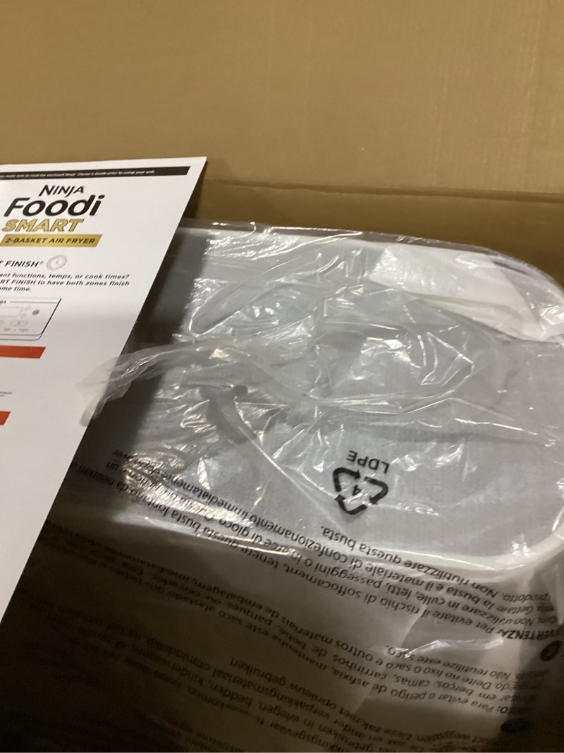 Condition photo showing Good Condition for ninja foodi air fryer w/ smart cook thermometer | 6-in-1 air fry, roast, bake, dehydrate & more | dualzone™ match cook & smart finish, 2 independent baskets | xl 10 qt, stainless steel | black, dz550 10qt w/thermometer black