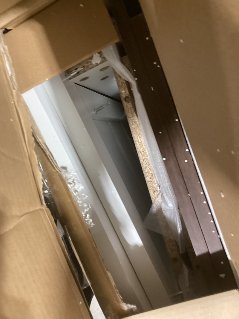 Condition photo showing Good Condition for YITAHOME Coffee Tables Farmhouse Coffee Table with Storage Rustic Wood Cocktail Table,Square Coffee Table for Living Meeting Room with Half Open Storage Compartment,Dark Rustic Oak Without Drawer Dark Grey