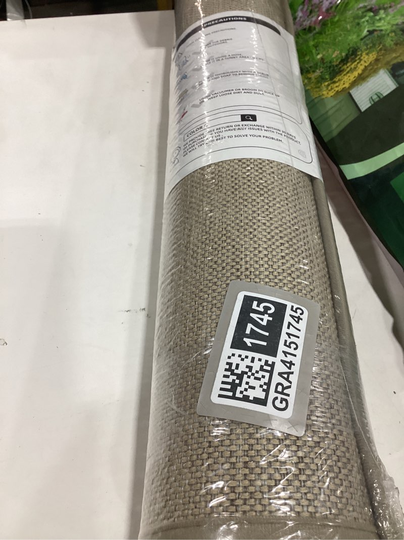 Condition photo showing New/Like New for color&geometry front door mat indoor 26"x95", ultra non slip rubber backed dirt trapper, low profile thin washable, easy clean entry entryway rug door mat indoor entrance, khaki (rolled-up no creases) khaki 2'2" x 8' (rectangular)
