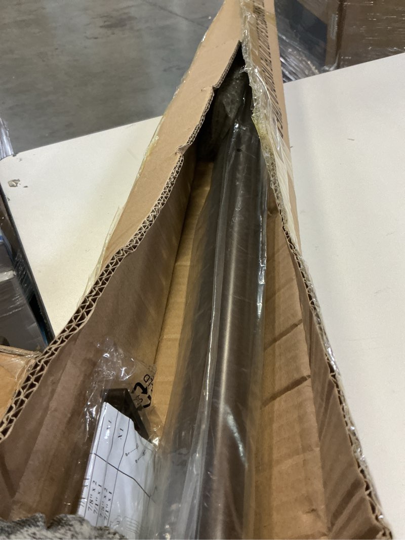 Condition photo showing Good Condition for decorative curtain rod with leaf finials, 1inch diameter 110-160 inch adjustable length single drapery window rods telescoping structure, dark bronze dark bronze 110-160"