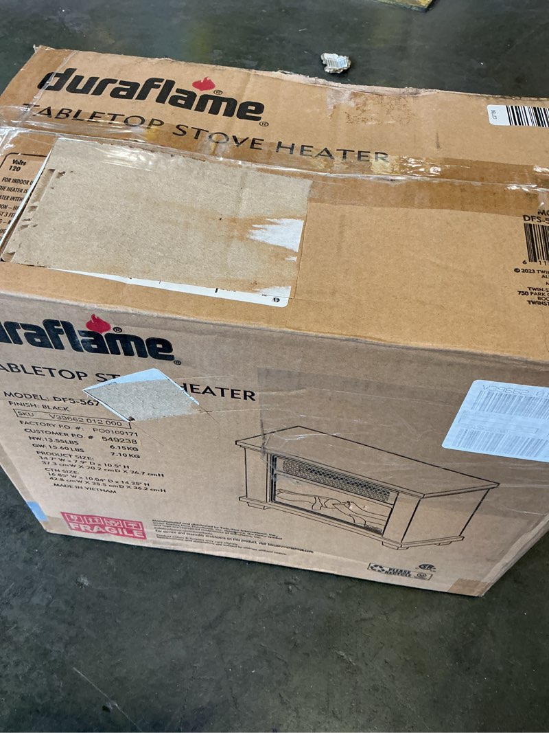 Condition photo showing New/Like New for duraflame Freestanding Electric Fireplace Stove Heater with 3D Flame Effect for 1,000 Sq. Ft. Room, Black