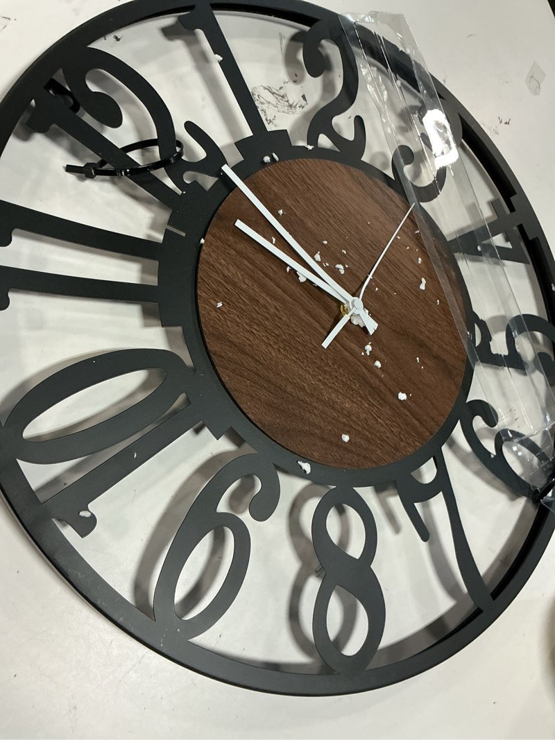 Condition photo showing Good Condition for leike large wall clocks with night light battery operated,silent non ticking,rustic modern big wood clock for living room, bedroom,kitchen,farmhouse,office,home decor-20 inch(black-arabic number) 20 inch black-wood-arabic