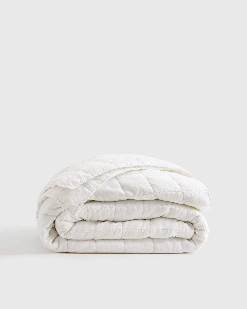 european linen box quilt, full/queen, white