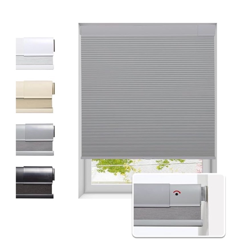 Tonature No Drill Cellular Shades for Indoor Windows, Thermal Insulating & Noise Reducing Honeycomb 
