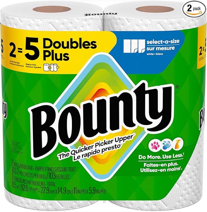 Bounty Paper Towels Quick Size, White, 16 Family Rolls