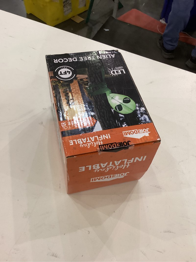 Condition photo showing New/Like New for Joiedomi 4 FT Tall Halloween Inflatable Alien Tree Hugger Inflatable Yard Decoration with Build-in LEDs Blow Up Inflatables for Halloween Party Indoor, Outdoor, Yard, Garden, Lawn Decorations