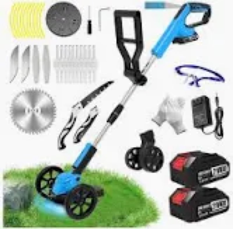 Cordless Weed Wacker Eater, Electric Weed Trimmer Battery Powered with 2 21V/2.0Ah Battery Operated 