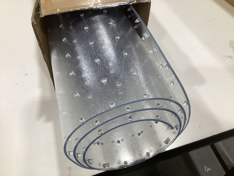 Condition photo showing As Is for office chair mat for carpets, clear computer desk chair mat for low carpeted floors, thick and sturdy carpet protector, easy glide and flat without curling(30'' x 48'' rectangle) 48" x 30" rectangle