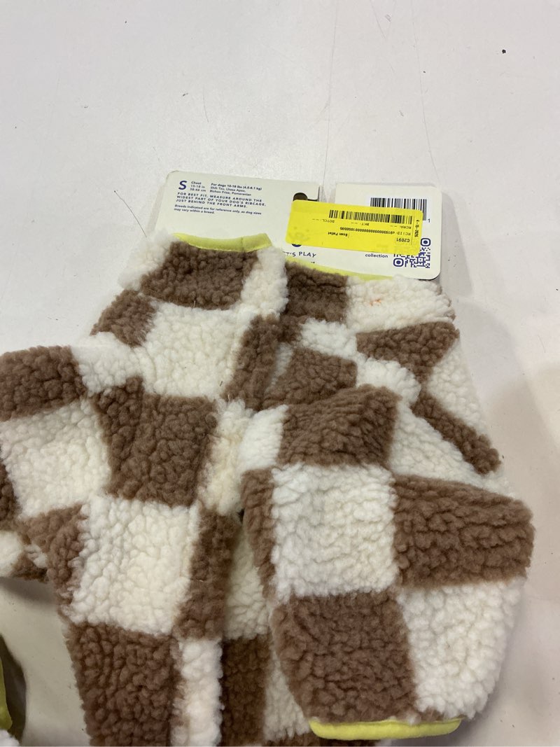 Condition photo showing Good Condition for oodles tan sherpa bubble hem fall dog jacket s