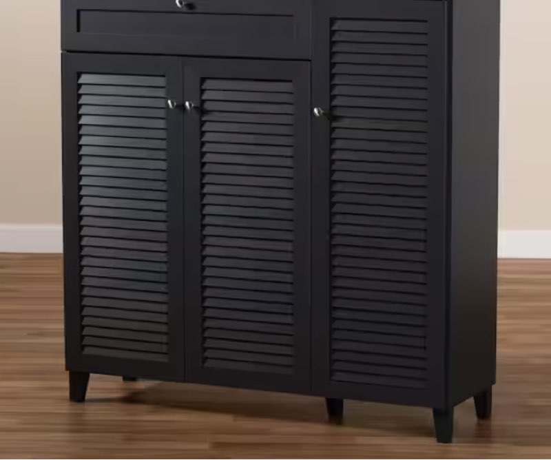 Gray Wood Shoe Storage Cabinet