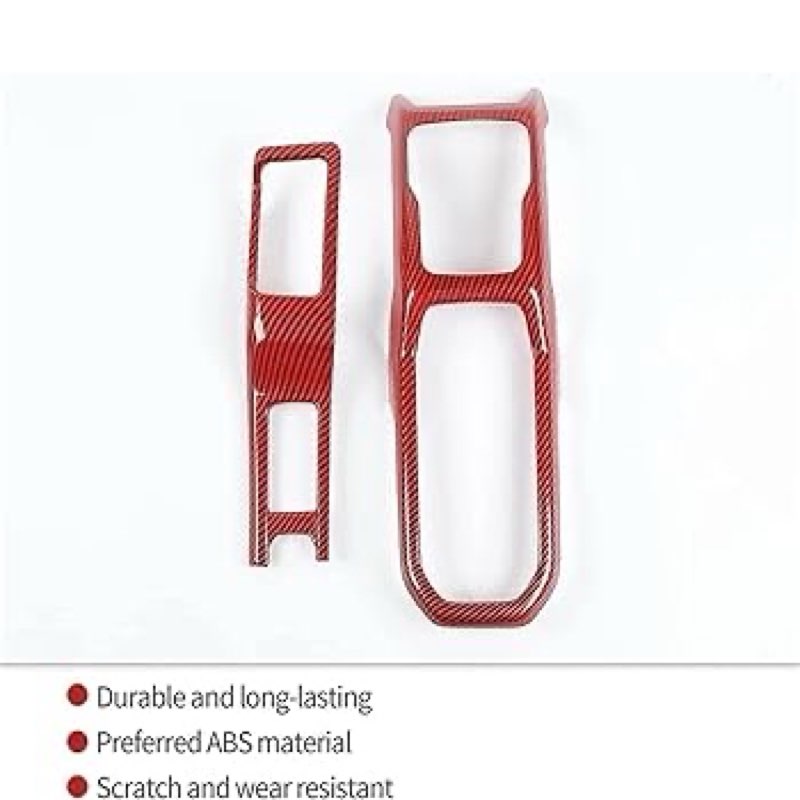 Cubierta Panel Control Central Para Jeep Para Wrangler JL 2018-2023 Cubierta Embellecedora Panel Cambio Marchas Fibra Carbono Decoración Accesorios Interiores 4WD Empat Panel Cambio Marchas(Red Carbon