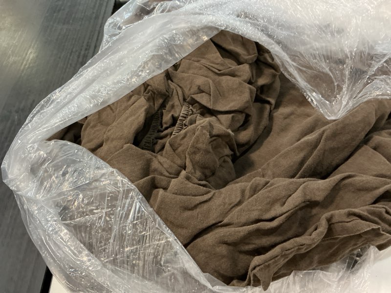 Condition photo showing As Is for ( incomplete  ) european linen deluxe bedding bundle, king, espresso
