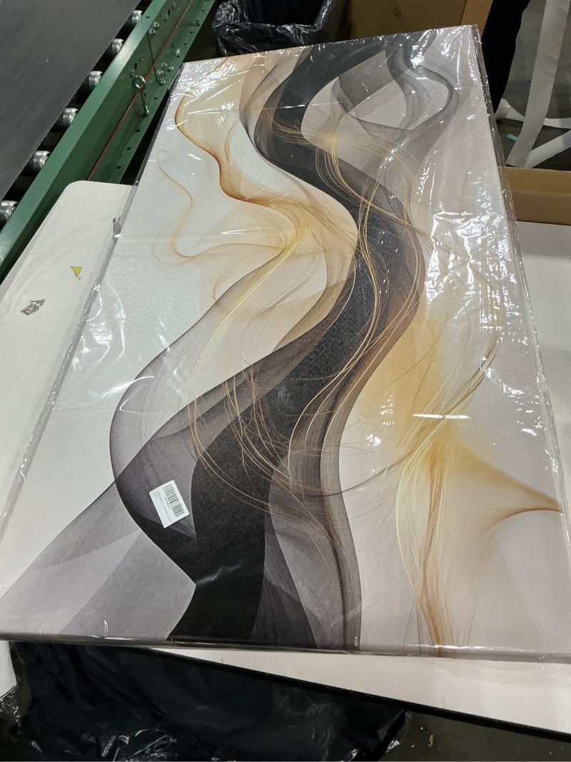 Condition photo showing Good Condition for Abstract Canvas Prints Black and White Wall Art Gold Wall Decoration Artwork Decor for Bedroom Dining Room Home Office Kitchen 24x48 Modern Art Decor 48"L x 24"W Black and White