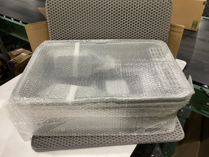Condition photo showing New/Like New for prodigen extra large stainless steel cat litter box with lid high wall sides enclosure, non-sticky, anti-leakage, easy cleaning?with cat mat & metal scoop, 24" l x 16" w x 12" h, 2 pack 2 packs 24"l x 16"w x 12"h